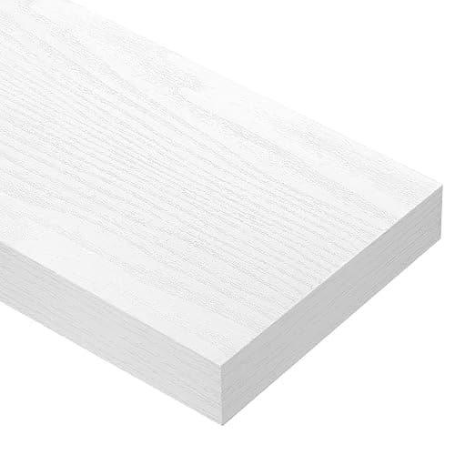 QEEIG Bathroom Floating Shelves for Wall (White, Set of 2, 15.7") | 16 inch Small Shelf Over Toilet for Farmhouse Home Decor, Rustic Plant Display, Towels Organizer (008-40W) thumbnail 7
