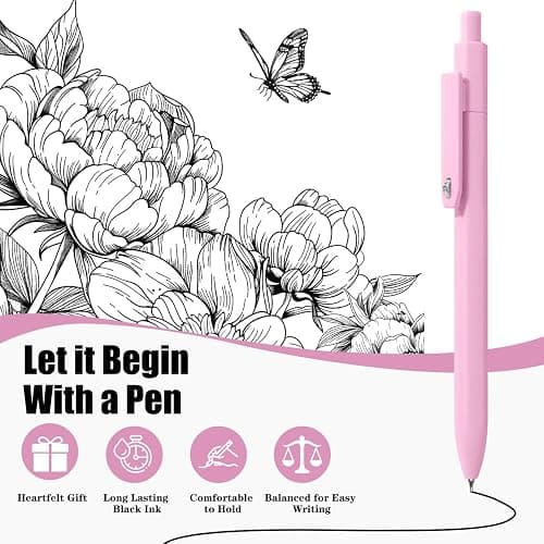 Piochoo Aesthetic Pens, 8 Pcs 0.5mm Gel Pens, No Smudge Quick Dry Smooth Writing Pens, Cute Black Ink Journaling Pens for Women Nurse School Office Desk Accessories thumbnail 4