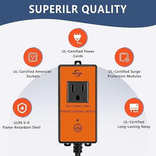 MIAOLINK 120v Automatic Vacuum Switch Wireless Remote Control Dust Collector Starter Outlet Switch (Battery Included) Heavy Duty Design Save Your Time and Energy Enhance Your Work Safety thumbnail 5
