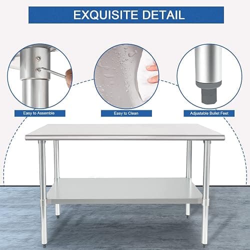 HARDURA Stainless Steel Table 24X48 Inches with Undershelf and Galvanized Legs NSF Heavy Duty Commercial Prep Work Table for Restaurant Kitchen Home and Hotel thumbnail 5