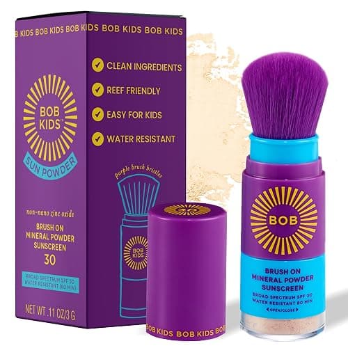 BOB KIDS SPF 30 Brush On Mineral Powder Sunscreen, Broad Spectrum Protection, Water Resistant 80 Mins, Fragrance Free, Easy to Apply for Kids & Babies, Mfg in USA - Image 1