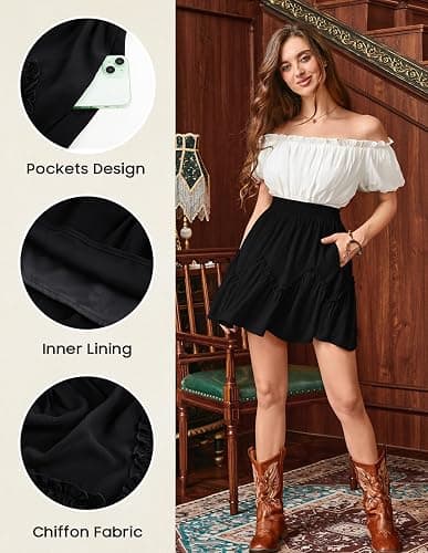 Scarlet Darkness Womens Mini Skirt Plus Size Skater Skirts Cute Pleated Short Renaissance Pirate Skirt with Pockets thumbnail 4