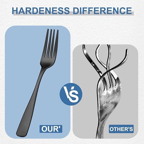 BEWOS 20 Piece silverware set - Service for 4, Black Stainless Steel Silverware Set with Mirror Polishing, Including Knives, Forks and Spoons, Dishwasher Safe, Flatware Set Suitable for Home Kitchens thumbnail 5