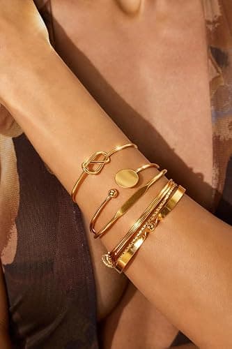 17 MILE 78 Pieces Gold Jewelry Set for Women, 9 Necklace, 24 Bracelet, 22 Earrings, 23 Knuckle Rings Gold Plated Jewerly set for Women Gift thumbnail 6