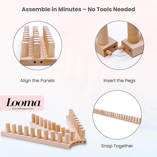 Looma 46" Wooden Loom Frame for DIY Throw Blankets Chunky Knit Blanket Kit – Adjustable Size Hand Knitting Kit – No Needles Required – Beginner-Friendly Yarn Craft for Home Decor & Stress Relief thumbnail 5