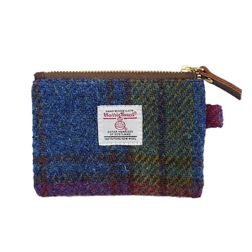 Harris Tweed Mini Coin Purse Handmade Lipstick Bag Vintage British Portable Credit Card ID Wallet with YKK Zipper for Women men (Rainbow) - Image 1