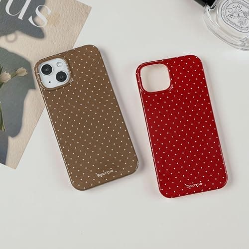 inewateri Compatible with iPhone 13/14 Case with Cute Fashion Polka Dot Aesthetics Design Simple Cases for Soft TPU Slim Protection Cover-Red thumbnail 5