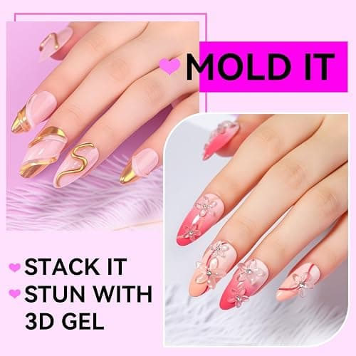 Makartt 3D Gel Nail Art: Clear Solid Builder Nail Gel 4 in 1 Non-sticky for Extension UV Glue for Acrylic Nails Rhinestones 3D sculpting Hard Gels UV/LED Lamp Required 15ml thumbnail 4