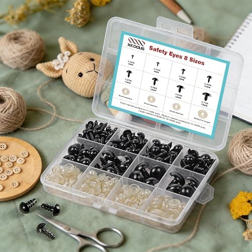 XKDOUS 6-18 mm, 8 Sizes Safety Eyes for Crocheting, Crochet Eyes for amigurumi, Stuffed Animal Doll Eyes for DIY Crafts thumbnail 5