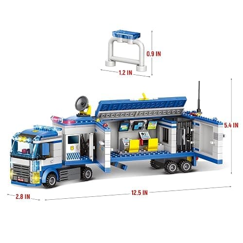 City Police Mobile Command Center Truck Building Blocks, Mobile Police Unit with Prison , Cop Cars STEM Construction Toy Kit , Birthday Xmas Gifts for Kids, Boys, and Girls Ages 6+ (484 Pieces) thumbnail 3