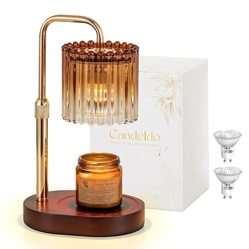 Candeldo Candle Warmer Lamp with Timer: Candle Warmers with 2 Bulbs Dimmable Height Adjustable Wax Melt House Warming Gifts New Home Bedroom Decor Gift for Women - Image 1