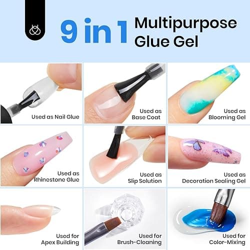 beetles Gel Polish 9 in 1 Nail Glue Gel for Nails Tips 10ml Long Lasting Uv Nail Glue for Acrylic False Nail Tips Base Coat Blooming Nail Gel Led Lamp Required thumbnail 3