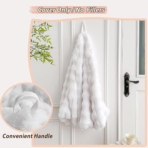 LIFEREVO Kids Fluffy Faux Rabbit Fur Bean Bag Chair Cover (No Filler), Soft Luxury Fuzzy Stuffed Animal Storage Bubble Bean Bag Home Decoration, Comfy Shaggy Furry Beanbag Cover Kids Adults, White - Small(28"x28"x32") - White thumbnail 4