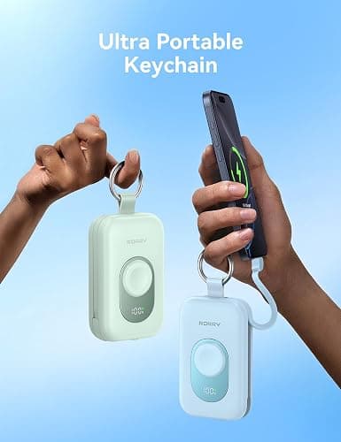 RORRY CharmGo Portable Charger, 20000mAh PD 30W Portable Charger Power Bank | Built-in Cables, Fast Charging Keychain Portable Battery Pack, Travel Essentials for iPhone, Apple Watch, iPad thumbnail 7