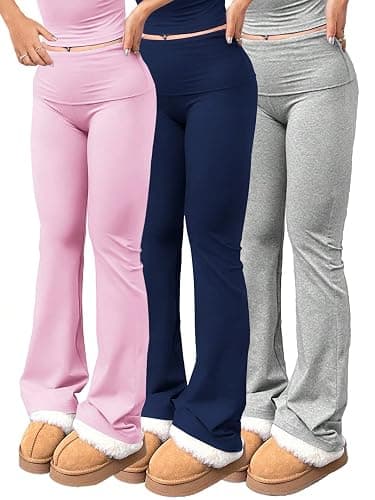 FAQUDY Women's 3 Piece Yoga Pants Set High Waisted Elastic Waist Flare Bootcut Leggings Gym Workout Casual Wear - Image 1
