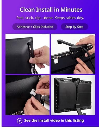 Ailofy TV Backlight for 55-65 Inch TVs, 12.5ft LED Strip, Camera Sync thumbnail 8
