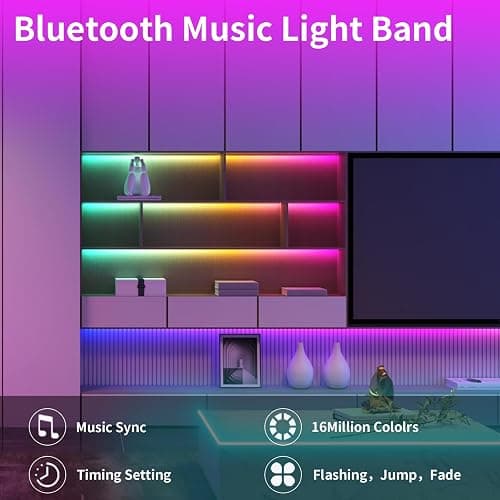 KSIPZE Led Lights for Bedroom 50ft Led Strip Lights with Remote RGB Color Changing Music Sync Bluetooth Smart App Control for Room Bedroom Lighting Flexible Home Décor thumbnail 3