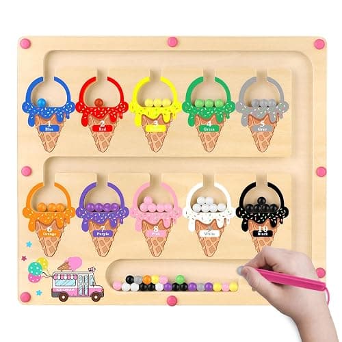 Montessori Magnetic Color and Number Maze Toy for Toddler Girls, Fine Motor Skills Board, Learning and Educational Birthday Gifts for Kids Girls 3-5 Years Old - Image 1