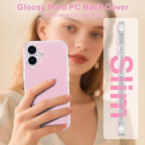 QLTYPRI Cute Polka Dot Phone Case for iPhone 16 Plus, Pink | Polka Dot Fashion Aesthetic Design for Women Girls, Pretty Stylish Kawaii, Slim Fit, Durable TPU Shockproof Protective Case thumbnail 5