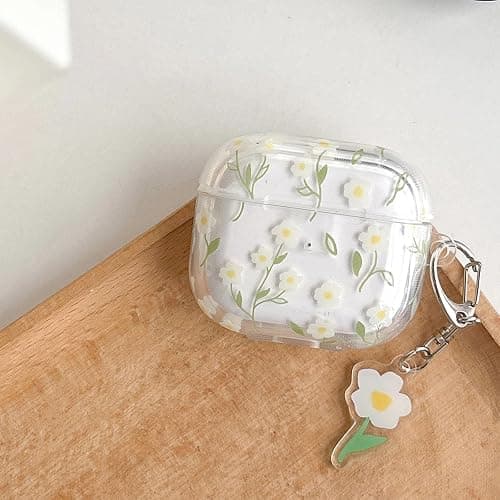 Hidysfas Compatible with AirPods Pro Case Soft TPU Flowers with Cleaner Kit Cute Keychain Cover Floral for Girls Women Airpods Pro 2nd/1st Generation Floral-Green Leaves thumbnail 6