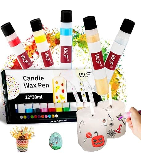 VVF Candle Wax Pen Set – 12 Vibrant Colors with 2 Glitter Pens for Fun DIY Candle Painting, Candle Making, Crafts, Holiday & Party Decorations - Image 1