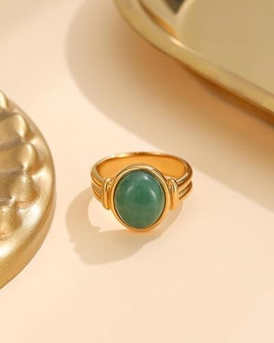 YeGieonr Gold Rings for Women Trendy Non Tarnish Chunky Gold Plated Ring, Waterproof Stainless Steel Gold Jewelry Gift thumbnail 4