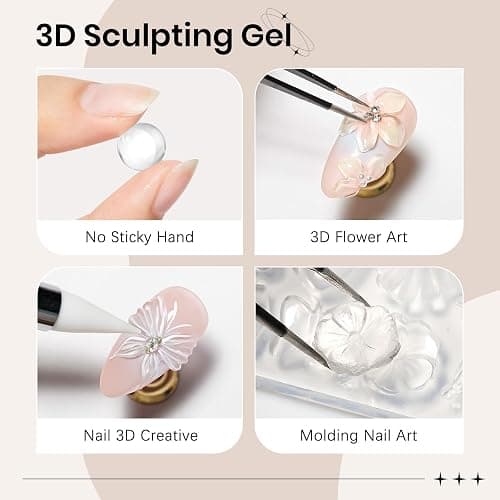 SUPWEE 3D Gel for Nail Art, Clear Sculpting Solid Hard Gel for Nails Non-Sticky for Carving Building Extension with Nail Art Pen Home DIY Manicure thumbnail 3