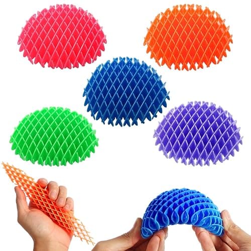 5 Pack Mini Fidget Worm Toys for Kids 8-12, Elastic Mesh Stress Relief Sensory Toy, 3D Bulk Fidgets for Adults Party Favors - Image 1