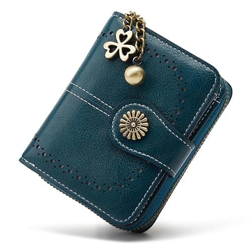 BVEOGMRO Small Wallet for Women Leather Bifold Compact RFID Blocking with Zipper Coin Pocket - Image 1