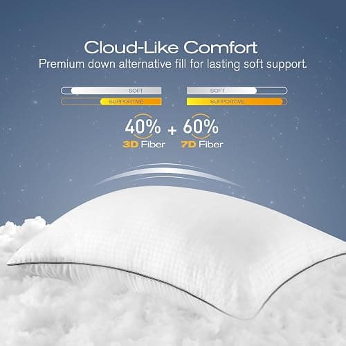 MUFEW King Size Pillows Set of 4, Ultra Thick Down Alternative Bed Pillows,Cooling Hotel Quality King Size Pillows for Back, Stomach or Side Sleepers,Machine Washable (White,4 Pack) thumbnail 4
