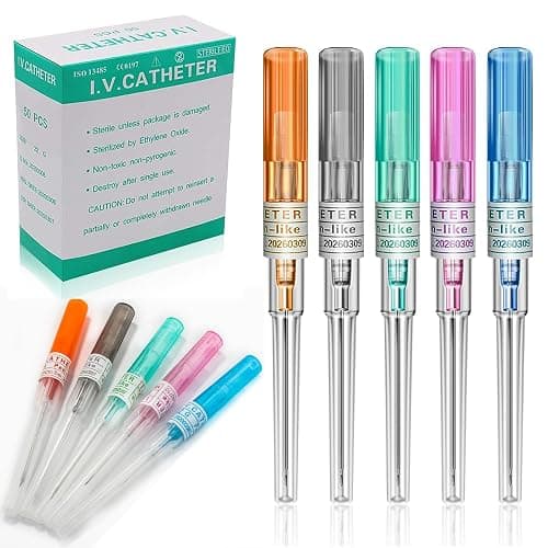 YONGDA Catheter Piercing Needles 50Pcs Mixed Sizes 14G 16G 18G 20G 22G | Hollow Piercing Needles Kit, 316L Stainless Steel for Ear Nose Cartilage Lip Navel Piercing Supplies - Image 1