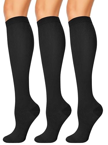 NANNBAKE 3 Pairs Compression Socks for Women & Men 15-20 mmHg,Best Support for Cycling Athletic Hiking Running - Image 1