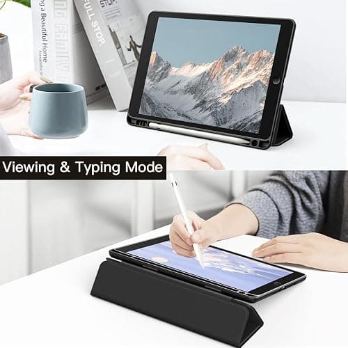 JETech Case for iPad 10.2-Inch (9th/8th/7th Generation, 2021/2020/2019) with Pencil Holder, Clear Transparent Back Shell Slim Stand Shockproof Tablet Cover, Auto Wake/Sleep (Black) thumbnail 7