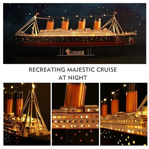 CubicFun Titanic 3D LED Puzzles for Adults 88 CM 266 Pieces,Titanic Toys for Teens, Home Decor Birthday Gifts Adults thumbnail 5