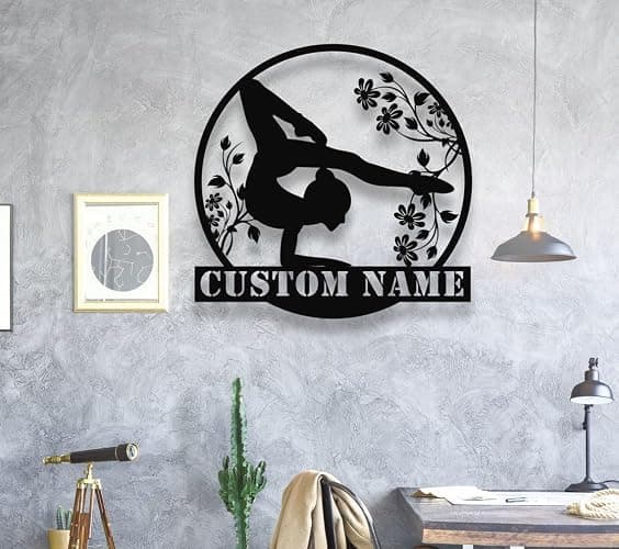 Personalized Female Gymnastics Metal Wall Art with LED Light – Custom Girl Gymnast Name Sign for Home Decor or Gift thumbnail 2