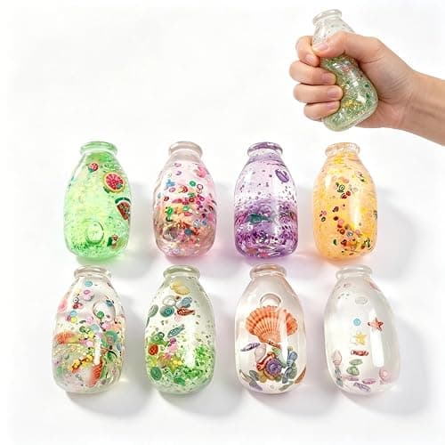 Dreamy Fruit Mini Bottle Squishy Slow Rising Squeeze Toy, Cute Clear Liquid Fidget Sensory Toy, Portable Stress Relief Anxiety Desk Toy Gift for Adults (1PCS Random Color) - Image 1