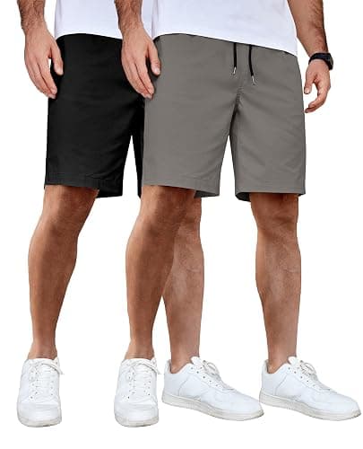 COOFANDY Men's Casual Shorts Cotton Elastic Waist Drawstring Shorts Lightweight Summer Beach Shorts - Image 1