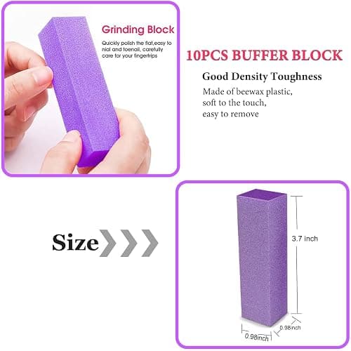 20PCS Nail File Buffer Set for Natural Nails,100 180 Grit Nail File,4 Sides 120 Grit Sanding Buffer Nail Block for Gel Acrylic Nails Professional Manicure Tool,Purple thumbnail 5