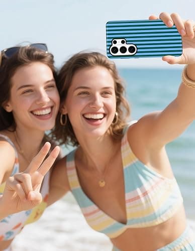 Aitipy Magnetic Striped Phone Case for Samsung Galaxy A16 5G, Blue Green | Compatible with MagSafe, Cute Stripes Aesthetic Design, TPU and PC Protective Phone Cover for Women Men Girls Boys thumbnail 8