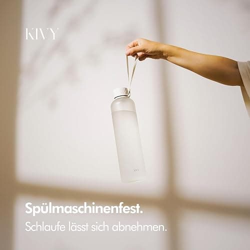 KIVY Tritan Trinkflasche 1l - Kohlensäure geeignet & Auslaufsicher - Für Sport, Schule & Büro - Sport Trinkflasche Gym - Wasserflasche Sprudel geeignet - Sportflasche 1 Liter - Weiß/Gold thumbnail 4