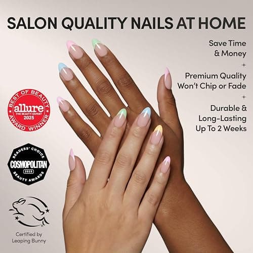 Glamnetic Press On Nails - Confetti | Semi-Transparent Short Almond Fake Nails, Salon Quality | 15 Sizes - 30 Nail Kit with Glue thumbnail 2
