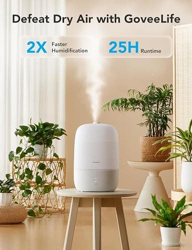 GoveeLife Smart 3L Humidifiers for Bedroom, Top Fill Cool Mist with Essential Oil Diffuser, Humidity Control, WiFi Air Humidifier with Night Light, 360° Nozzle, for Baby, Plants, Home, Work with Alexa | Essential Oil Diffuser, Humidity Control, WiFi Air Humidifier with 360° Nozzle, for Babies, Plants, Home, Works with Alexa thumbnail 3