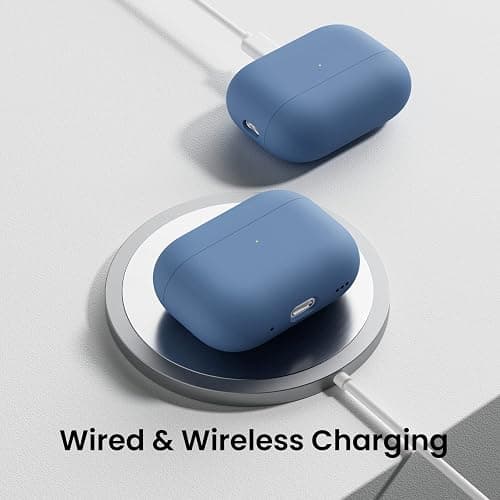 ORNARTO Kompatibel mit AirPods Pro 2 Hülle 2022, Schützende Flüssig Silikon Hülle für AirPods Pro 2 2022 Hybrid Skin Front LED Sichtbar Silikon Hülle Französisch Blau thumbnail 5