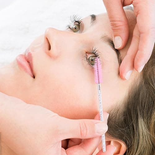 200 Pcs Disposable Mascara Wands,Lash Spoolies Crystal Eyebrow Spoolies Brush Eyelash Applicator Tool Spoolies for Eyebrow,Used for Eyelash Extension Eyebrows Cosmetics(Black and Pink) thumbnail 6