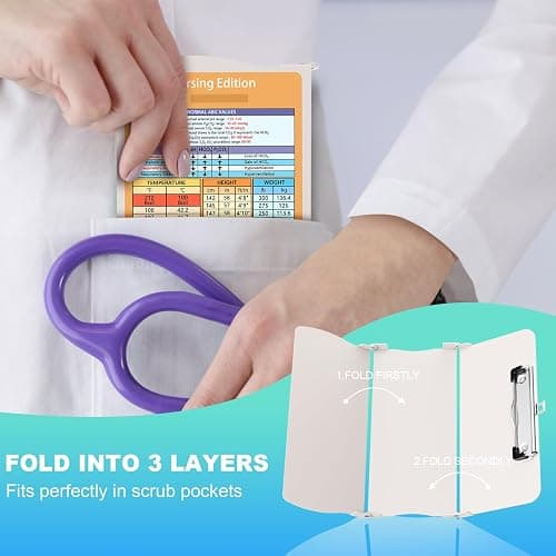 Cooperwin Clipboards Nursing Clipboard Trifold Foldable, 3 Layers Aluminum Nurse Clipboards with Nursing Edition Cheat Sheets Folding Pocket Size for Students, Nurses and Doctors (Light G) thumbnail 3