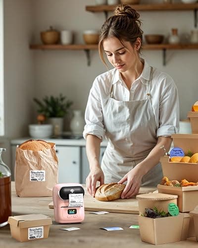Phomemo M110 Label Maker Machine- with 3 Label Bluetooth Label Maker for for Business Labeling, Barcode, Office, Cable, Retail, with Fonts Choose, Icons, Templates, Pink thumbnail 2