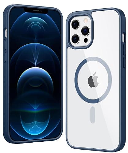 FNTCASE for iPhone 12 Pro-Max Case: Clear Magnetic Phone Cases Compatible with Magsafe Slim Anti Yellowing Military Grade Drop Protection Rugged Protective Transparent Cell Phone Cover (B-Blue) - Image 1