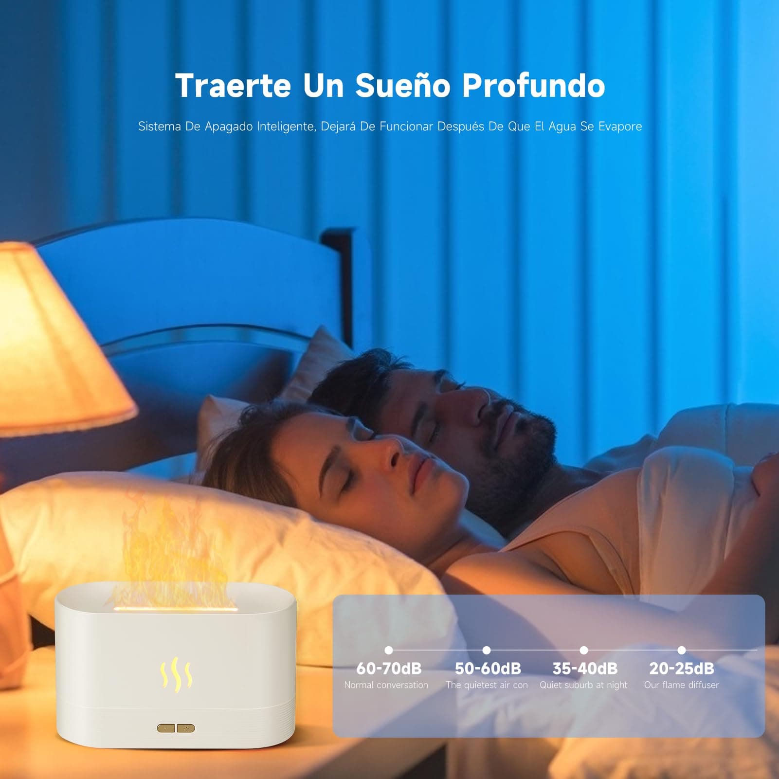 KCB 3 En 1 Humidificador en Forma de Llama, difusor de aceites Esenciales,con 2 Modos de Luz,para hogar,Oficina(Blanco) thumbnail 4