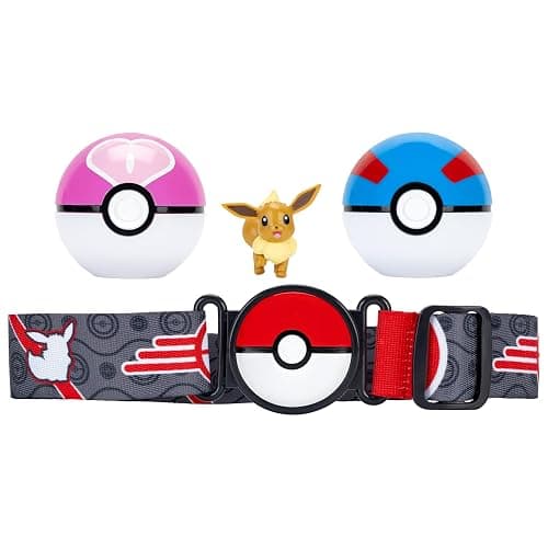 Pokémon Eevee Clip ‘N’ Go Belt Set - 2-Inch Eevee Battle Figure with Great Ball, Love Ball, and Themed Belt thumbnail 3