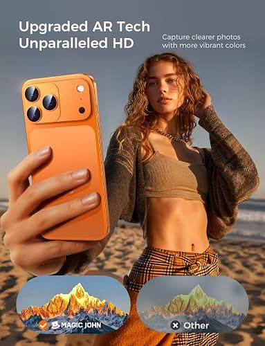 MAGIC JOHN for iPhone 17 Pro Max Camera Lens Protector 6.9'', HD Clear, Magnetic Tempered-Glass Lens Film, Ultra-Tough, Anti-Scratch, Case Friendly, 2 Pack, Orange thumbnail 4